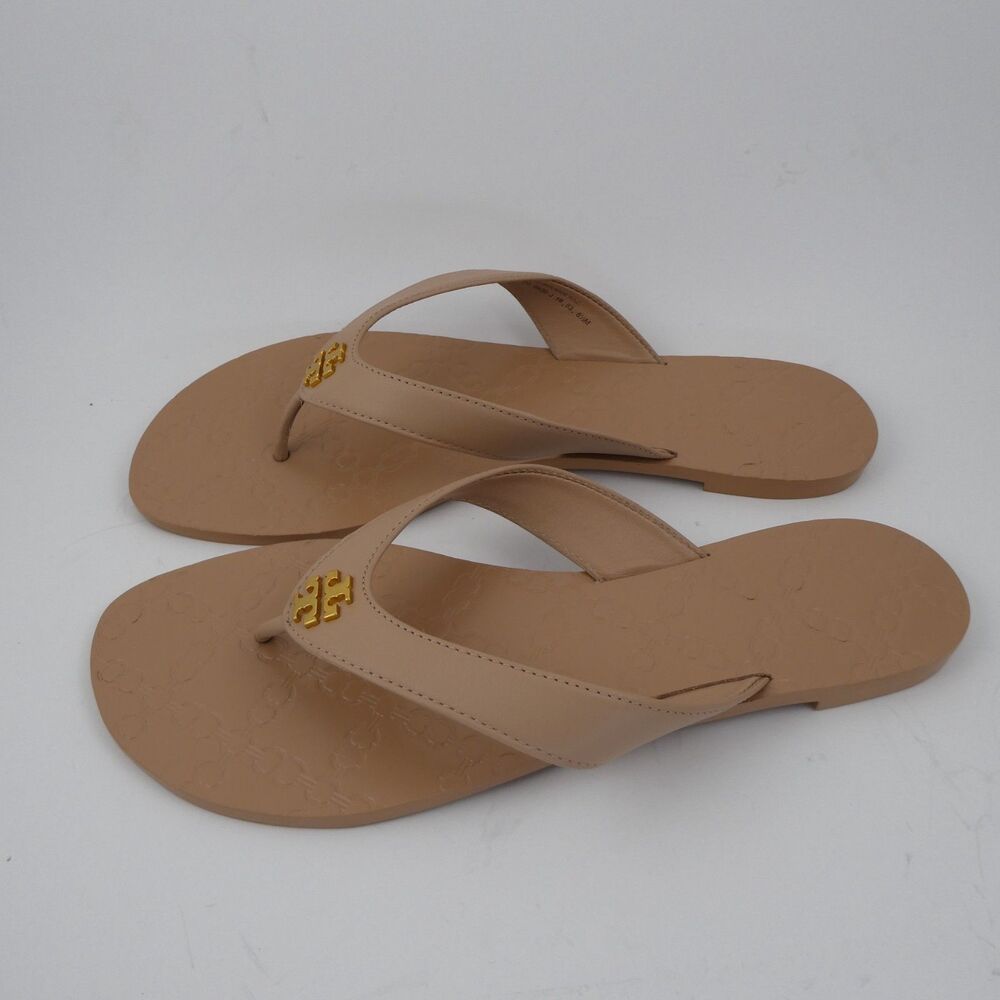 Tory Burch Monroe Women’s US:8.5 M Light Makeup Blush Leather Thong Sandals - Picture 3 of 6